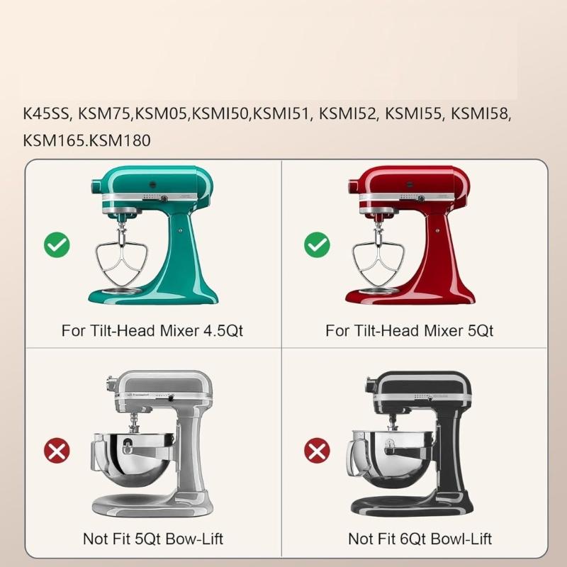 Stainless Steel Flat Beater for 4.5-5QT Mixer Beater Paddle Tilt Head Stand Mixer Paddle Attachment Dishwasher Safe