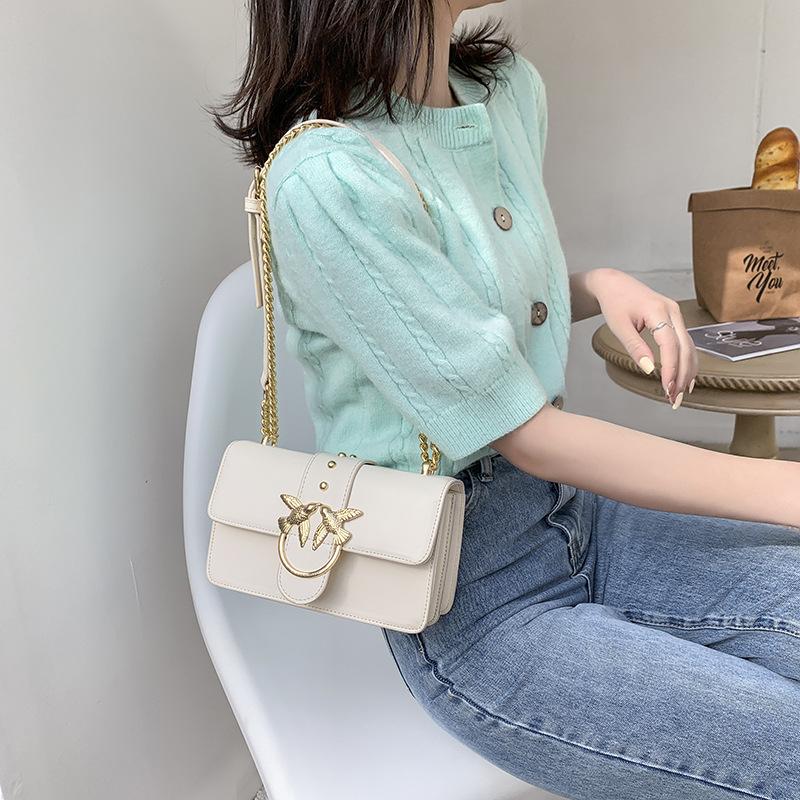 Sommer ny moteriktig ensfarget kjede svelgeveske allsidig enkel skulder diagonal spenn trendy dameveske