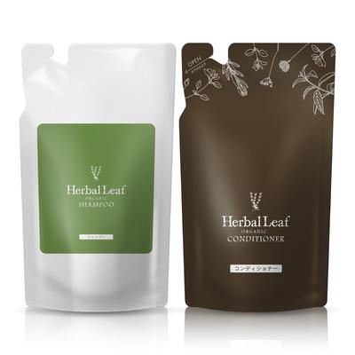 Ensemble de recharges de shampoing et revitalisant biologique Herbal Leaf Hydratant Acide aminé hautement hydratant Soin du cuir chevelu naturellement sensible pour la peau 285 ml chacun Fabriqué en