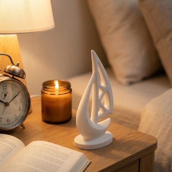 Mini 3D Printed Sailboat Figurine Nautical Coastal Boat Sculpture for Modern Home Office Mantel Bookshelf Decor