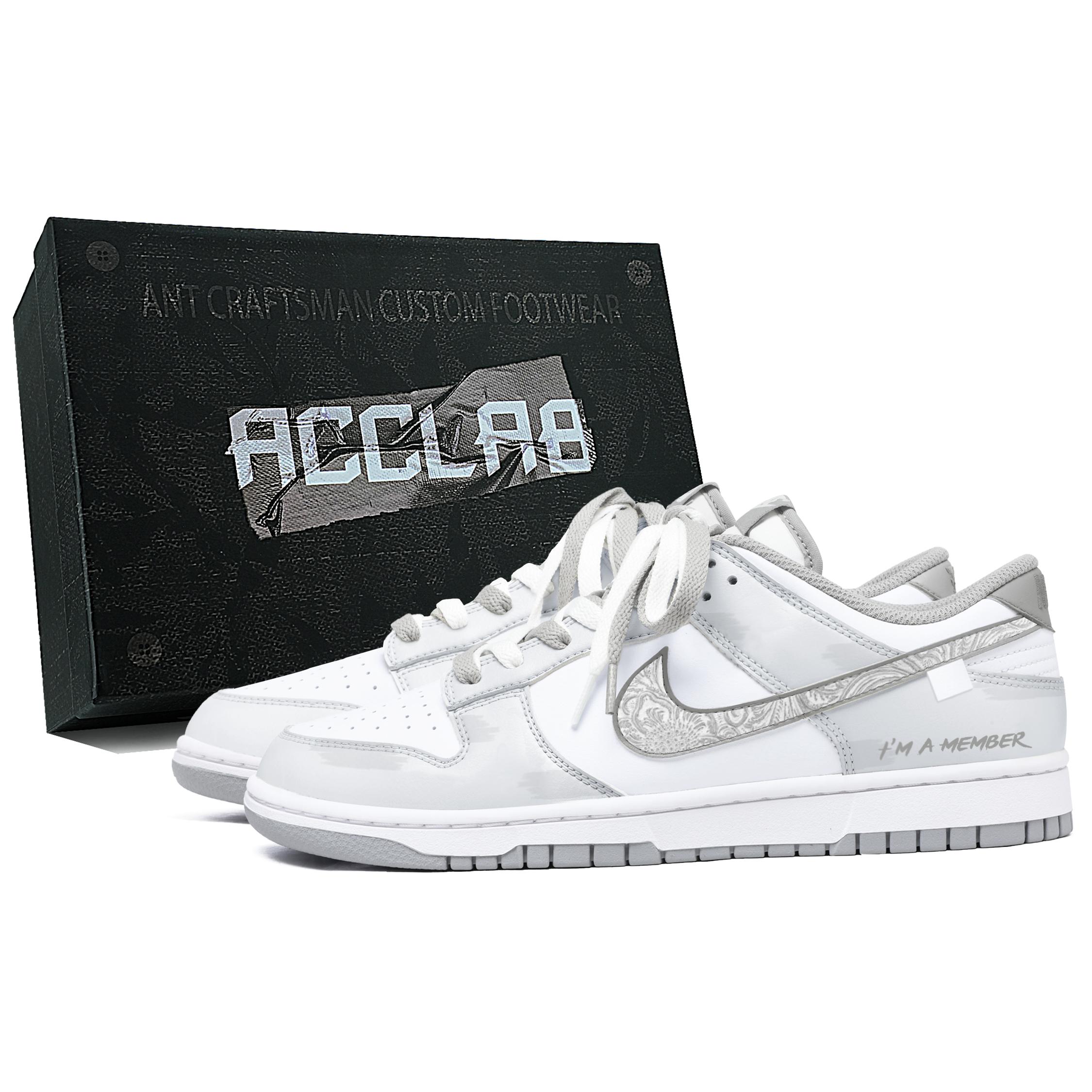 

Nike Dunk LOW RETRO Abrasion Resistant Height Increasing Low top Skateboard Shoes Unisex Gray White HF0730-160(Team1919--) 38.5