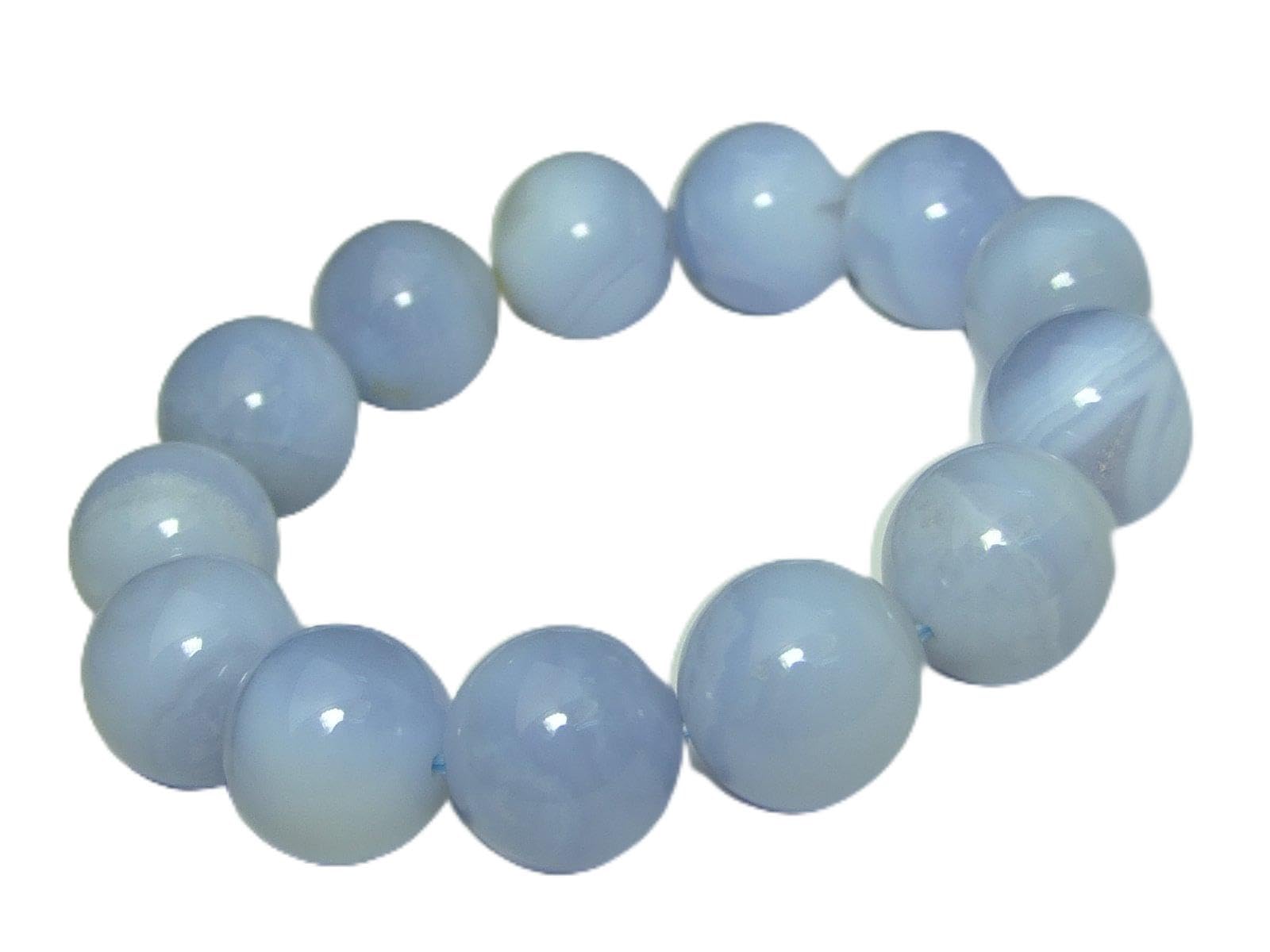 

[hinryo] g3-726K 16 мм ААА Браслет из агата Голубые кружева, Внутренний диаметр 17 см, Аутентифицирован, Гарантированно подлинный, Южноафриканское происхождение, Натуральный камень,