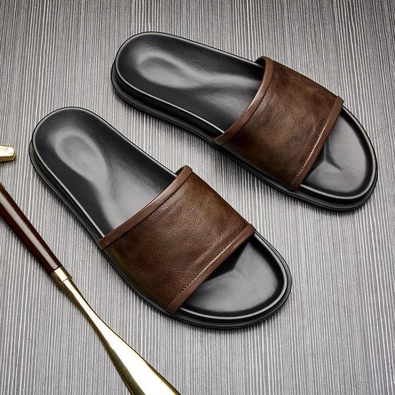 Pantoufles Douces Homme Chaussures d'Été d'Extérieur Plates Antidérapantes Semelle Épaisse Chaussures de Plage Vacances Confortables