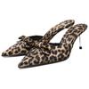 Zara Minimalist Comfortable Versatile High Heel Printed Bow Decorated Pointed Toe Mule Sandals Women Footwear Leopard-Print 1352510-38