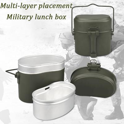 Outdoor-Camping-Lunchbox, 3-teiliges Set, beheizbare tragbare Lunchbox aus Aluminium