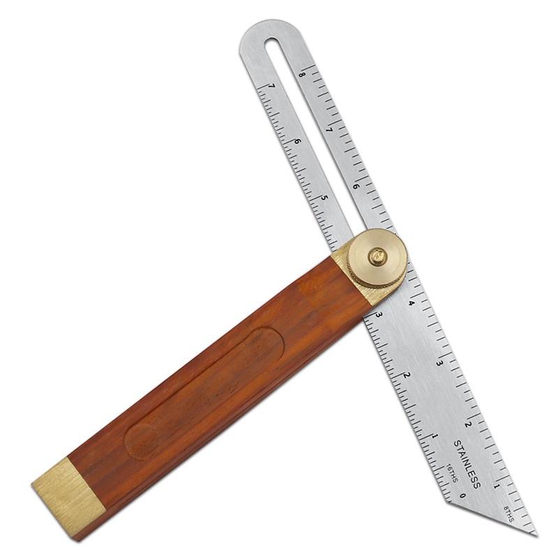 Angle Rulers Gauges Tri Square Sliding T-Bevel with Wooden Handle Level Measuring Tool Wooden Marking Gauge Protractor