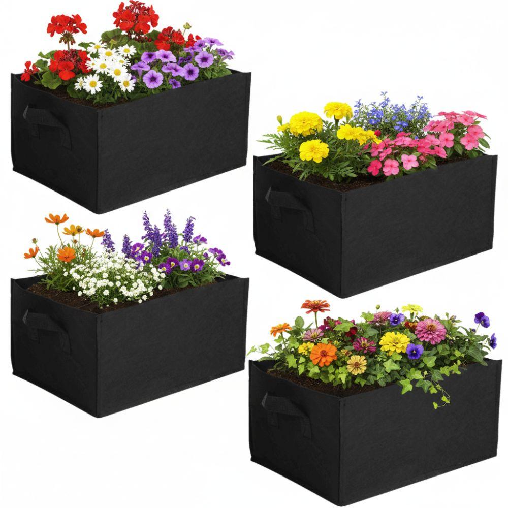 4PCS with Handles Planting Bag Planter Square Vegetable Grow Bag  Indoor Outdoor Use