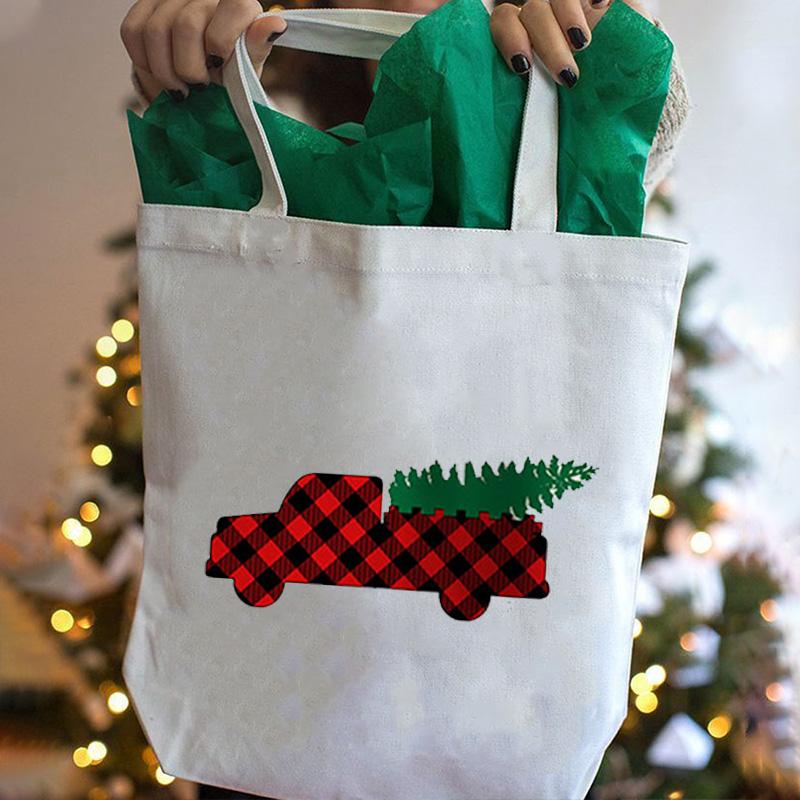 Merry Christmas Women Canvas Shopping Bag Gift Christmas Tree Shopper Bag Handbag Eco Tote Bag Fashion Female Shoulder Bag