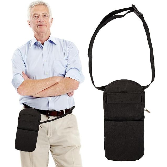 Nephrostomy Tube and Drainage Bag Cover with Adjustable Waist Strap & Catheter Pipe Cover for Nephrostomy Outer Bag Holder (Black)