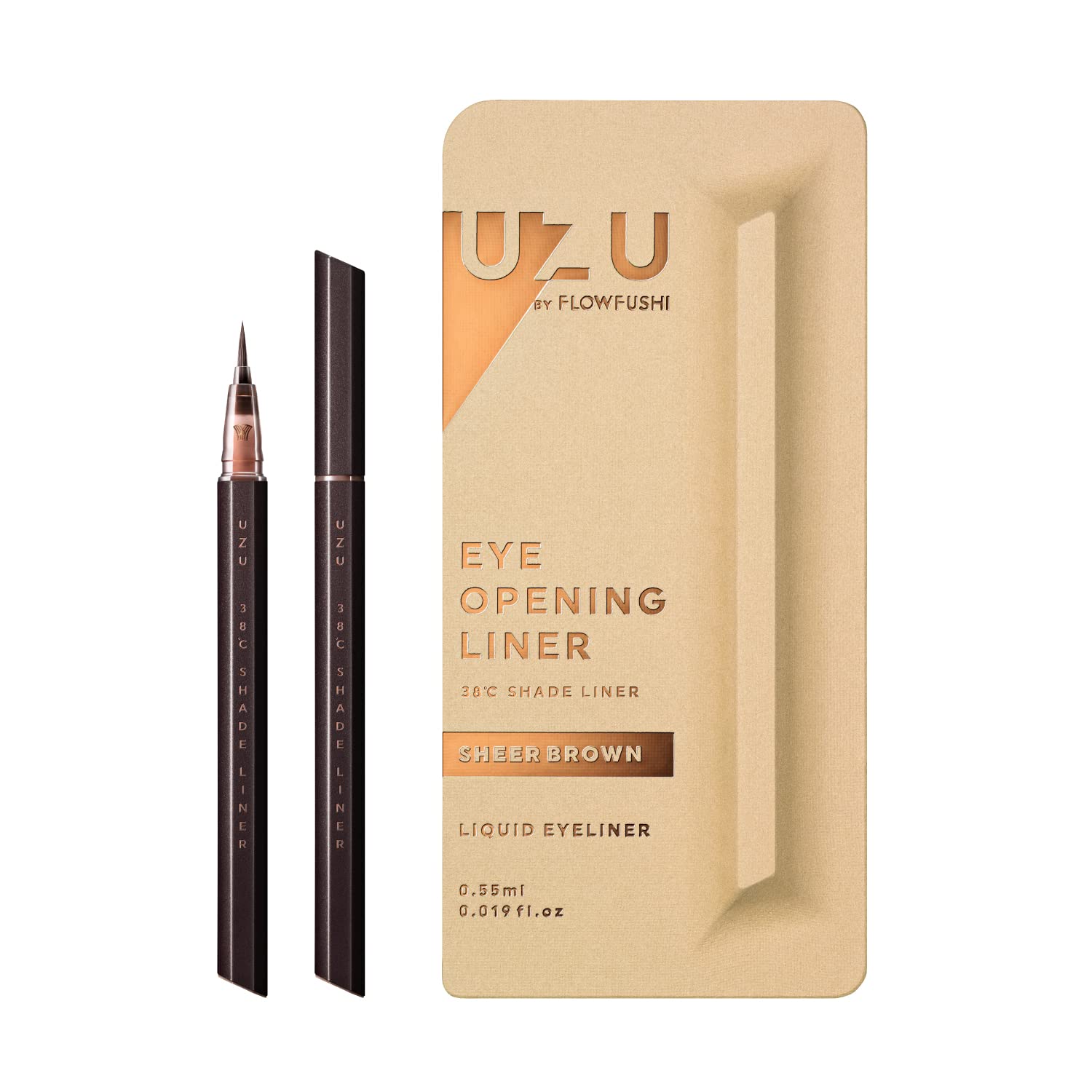 

UZU BY FLOWFUSHI Limited Edition Shade Liner Liquid Shadow Double Removes with Warm 38℃ [Sheer Brown] Eyeliner, Liner, Liner, Water, Alcohol-Free,