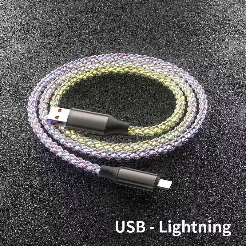 RGB Gradient Multi-Connector Fast Charging Cable with Running Light