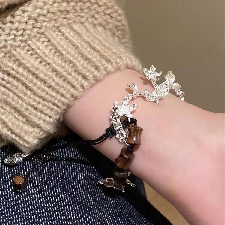 Pendant Butterfly Exotic Bracelet Handwoven From Alloy With Ethnic Flair Women For