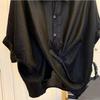 Women's Summer Loose-Fit Asymmetrical Shirt: Slimming Plus-Size Design for Workwear