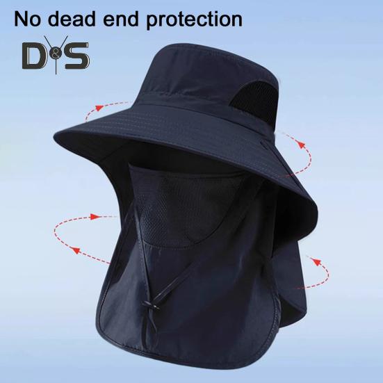 Wide Brim Bucket Hat UPF 50+ UV Protection Sun Hat Summer Outdoor Fishing Visor Hat with Neck Flap And Face Guard for Camping Hiking Gardening