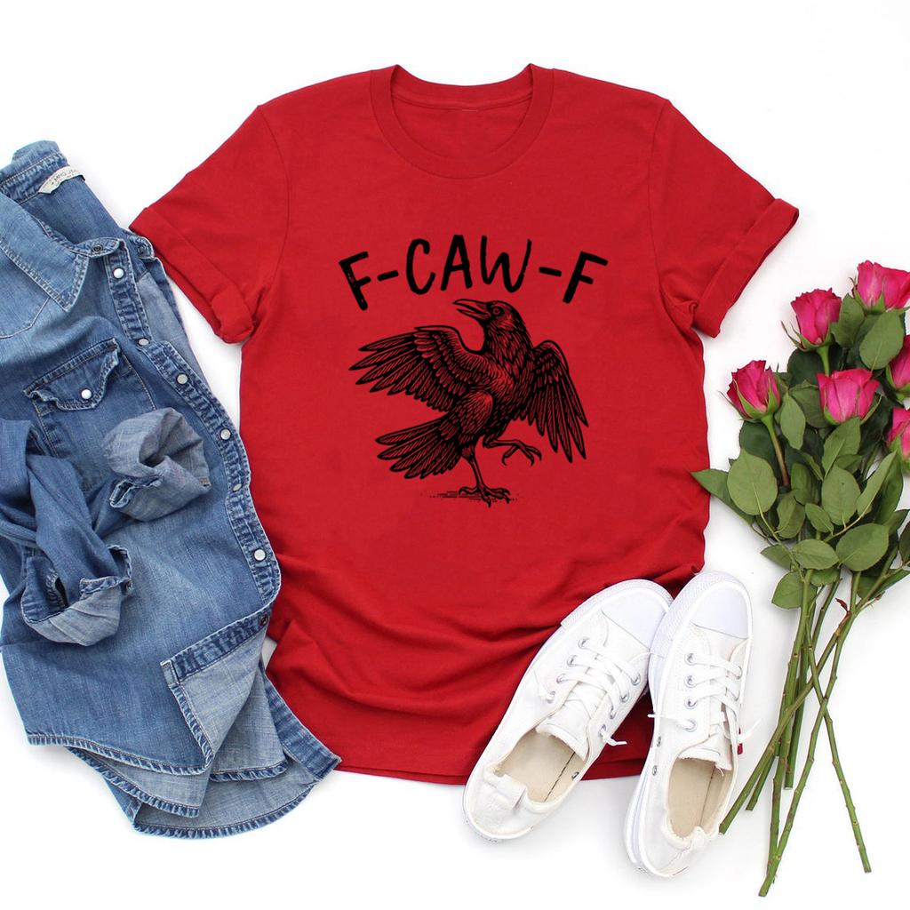 Funny Crow T-Shirt F-Caw-F T Shirt Raven Lover Gift Unisex Short Sleeve T-shirt Fall Season Tee Black Bird Graphic T Shirts