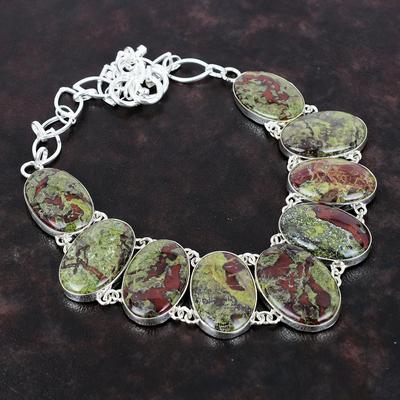 Dragon Bloodstone Necklace Gemstone Jewelry 925 Sterling Silver Necklace Adjustable Chain Necklace Gift For Women Handmade Beautiful Jewelry