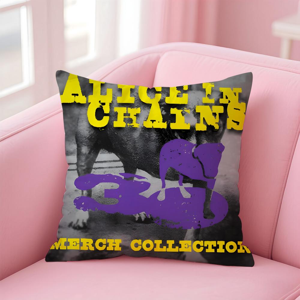 A-Alice In Chains Band Cushion Cover Comfortable Reversible Pillow Cover Ideal For Car Sofa Bedroom & Beyond