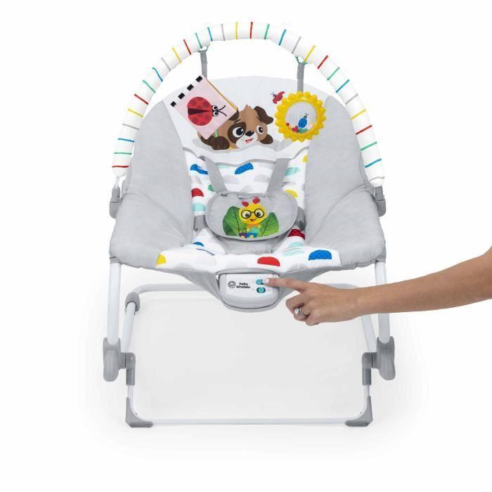 BABY EINSTEIN DEAN Transat bébé balancelle électrique évolutif 3-en-1, Melodies et vibrations, 3 Positions, arche amovible 0-30 mois