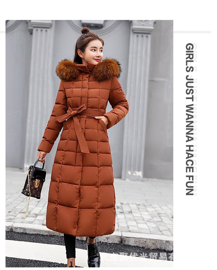 Women's Long Slim Winter Coat with Large Fur Collar