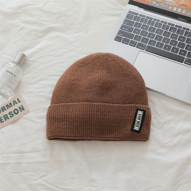 

Простая вязаная шапка с вышивкой букв для женщин, плюс бархатная утолщенная шерстяная шапка с буквами для мужчин и женщин one size