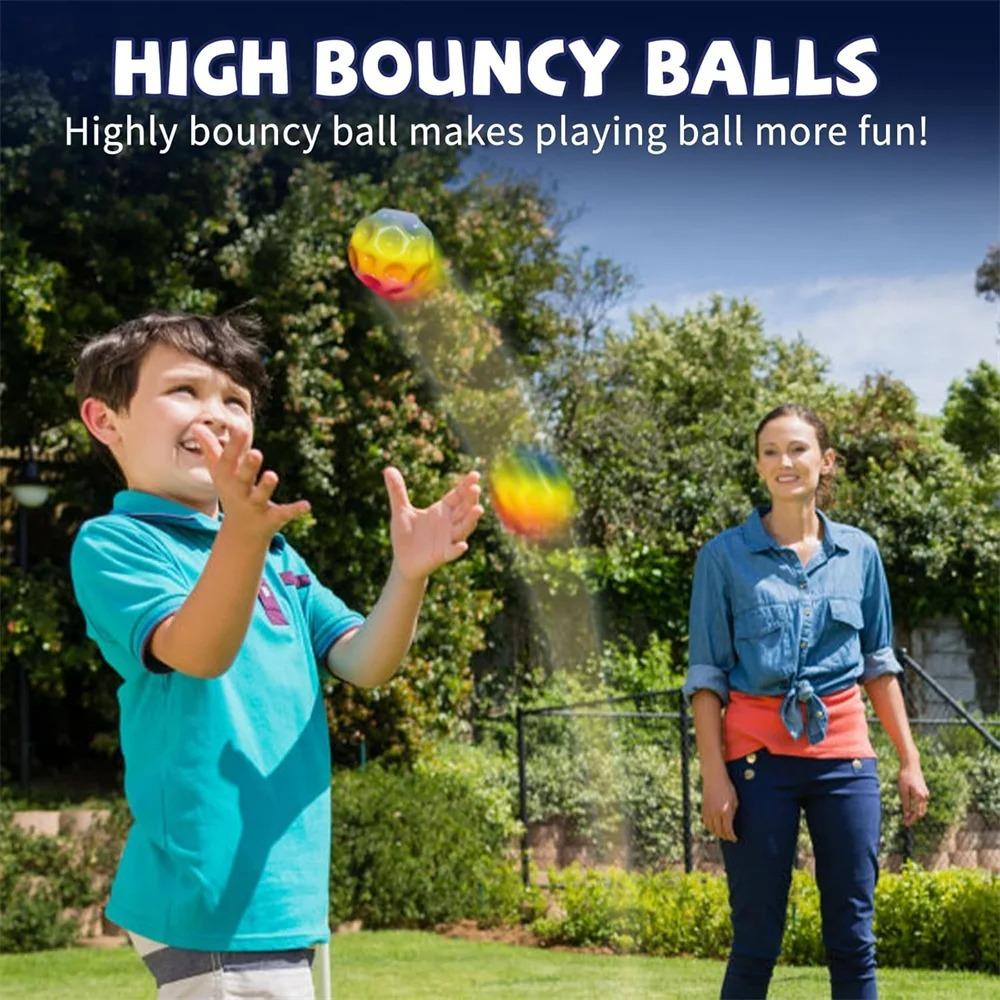 Moon Bouncy Ball for Kids - High Bouncing Space Ball, Easy Grip Stress Relief Toy, Outdoor Fun Party Gift