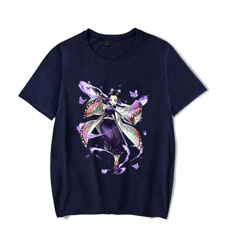New Women's Fashion Funny Kochou Shinobu Print T Shirt Summer Unisex Loose Casual Plus Size Anime Graphic Tee Tops