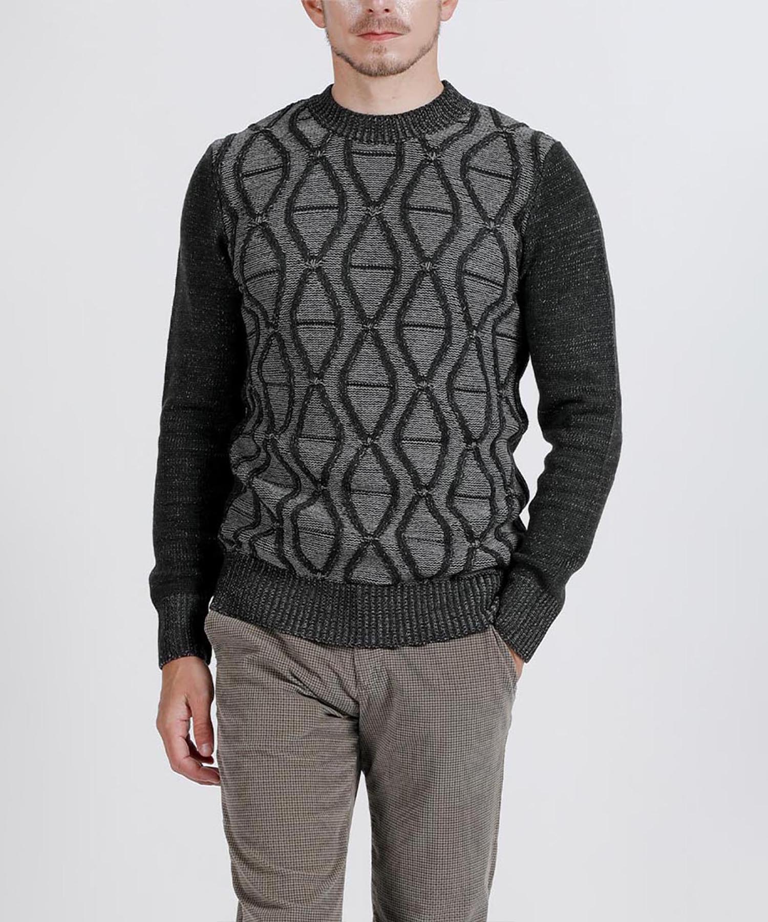 Panicalle Diamond Wool Blend Crewneck Sweater [Charcoal] Charcoal/S