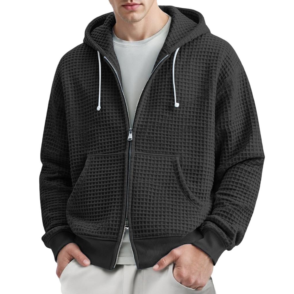 Men's Leisure Waverg Double Zipper Hooded Hood Hoodie Coat
