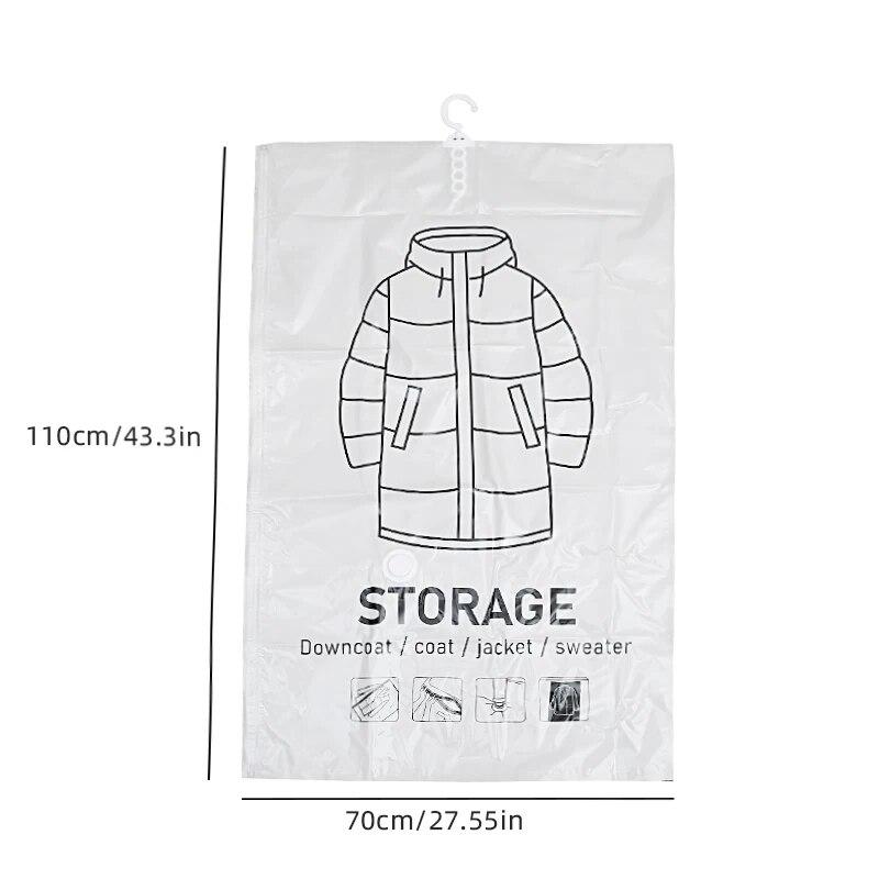 Hanging Vacuum Storage Space Saver Bags for Clothes for Suits, Dress, Jacket