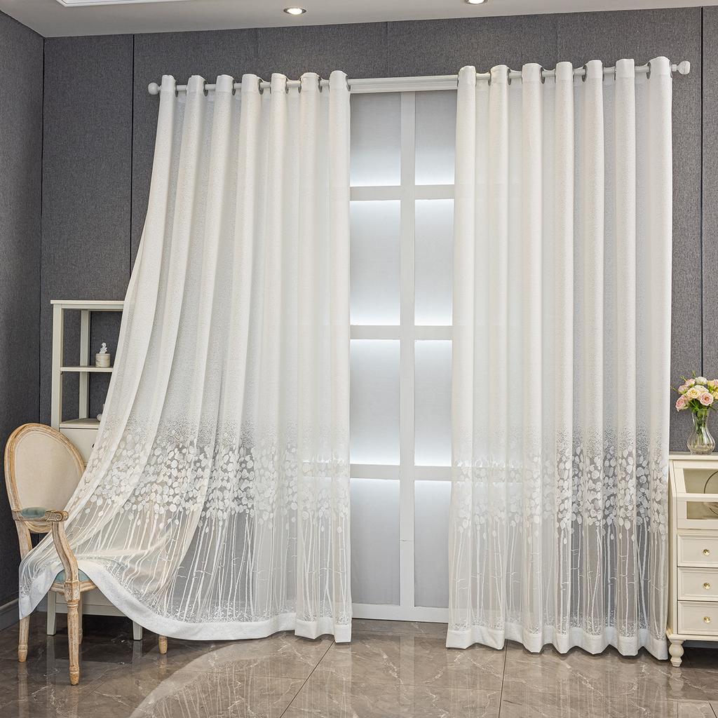 Hohler Jacquard Transparenter Vorhang Fensterscheibe Moderner Schlafzimmervorhang Wohnzimmer Erkerfenster