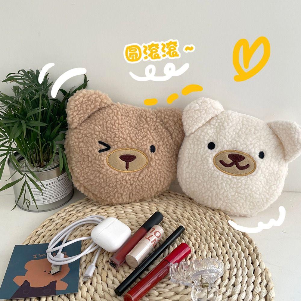 

Канцелярская сумка Плюшевая косметичка Ягненок Мультяшный дизайн Косметички Ягненок Шерстяная косметичка для девочек