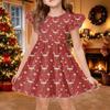 Girls Christmas Print Sleeve Dress for Casual Holiday Party and Everyday Wear