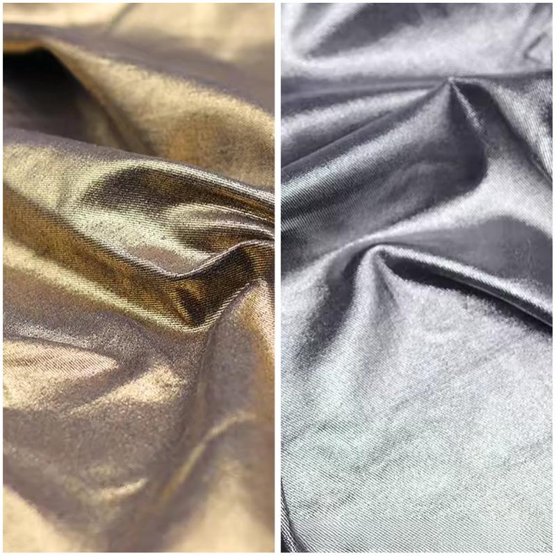 100x150cm Glitter Hot Stamping Water Washed Denim Fabric DIY Clothing Coats Textile Thicken Bronzing Golden Designer Fabric