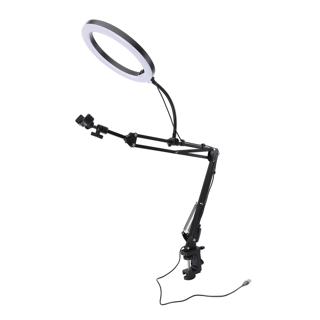 Clamp Ring Light Over Head Ring Light with Phone Holder 4.5cm Maximum Clamp Thickness for Desktop Li