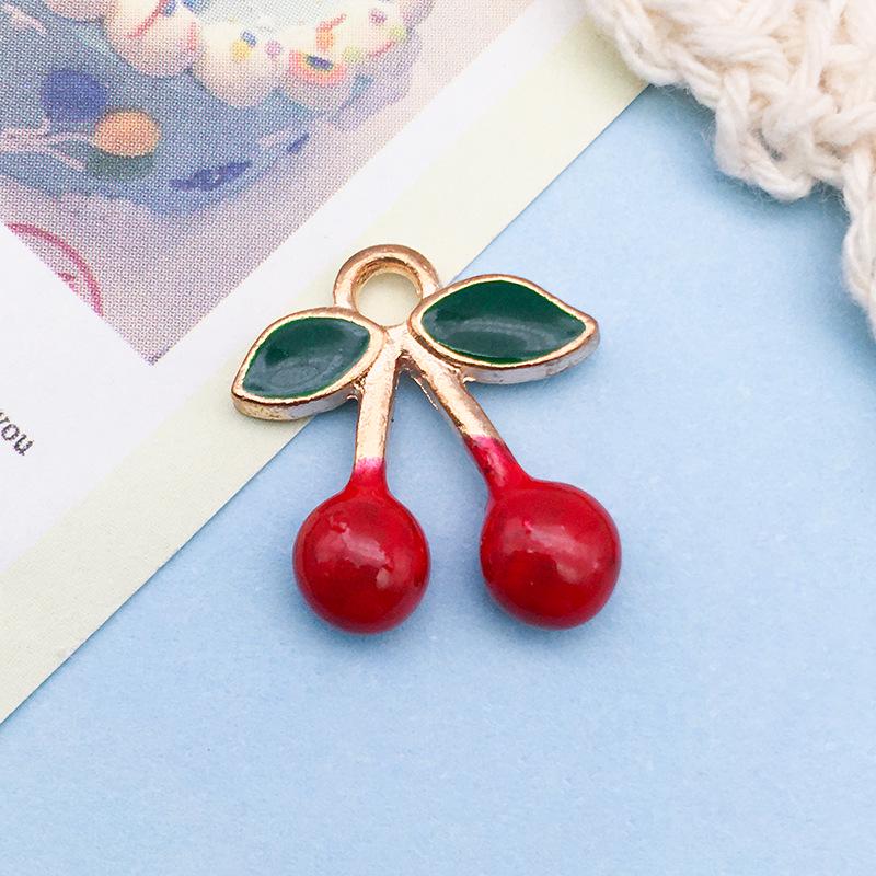 3D Fruit Drip Oil Alloy Pendants: Cherry, Watermelon, Grape Charms - Mixed 20K Gold