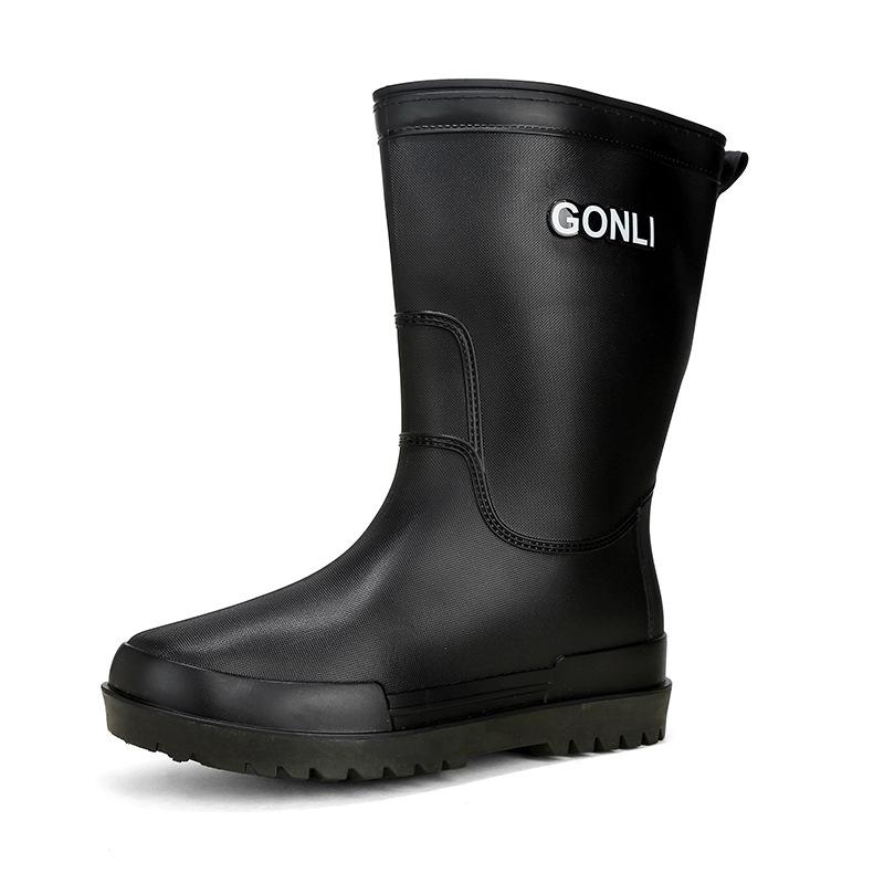 Rain shoes men's warm rain boots non-slip short tube integrated waterproof shoes kitchen rubber shoes medium tube car wash fishing shoes