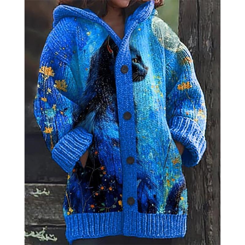 S-5XL for 2025 New 3D Printed Autumn and Winter Jacket Thickened Hooded Cardigan Sweater