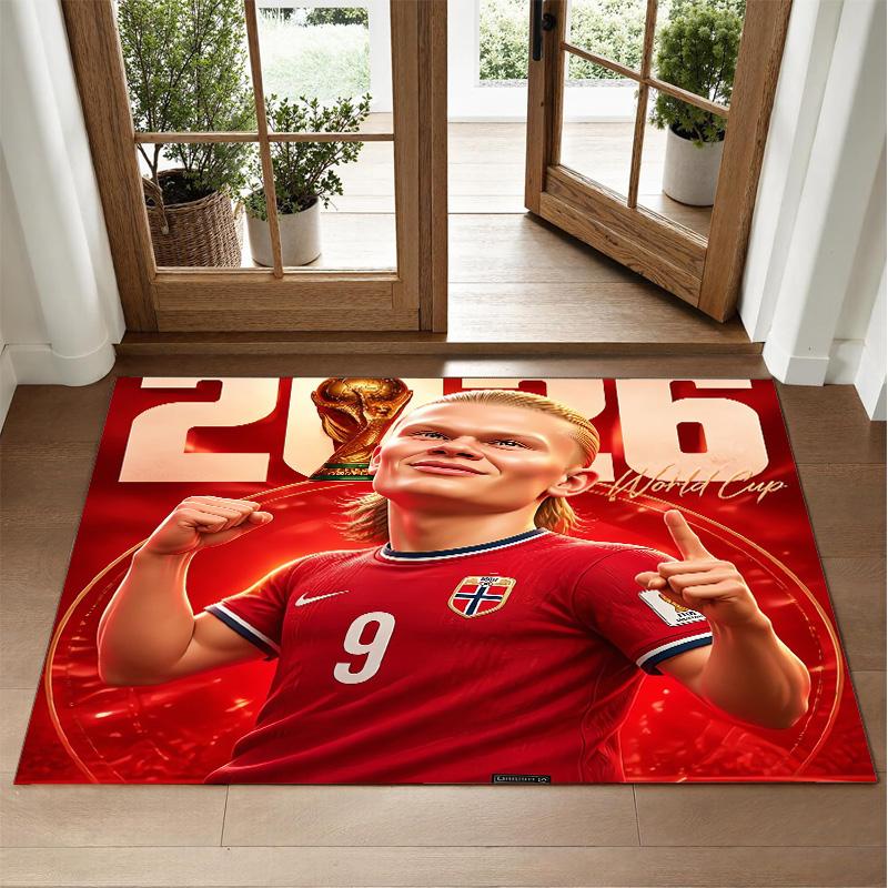 Erling Haaland Design Kristall-Samt-Teppich Weiche Dekorationsmatte für Schlafzimmer Eingang