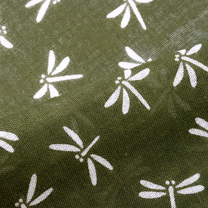 Dyeing Anbo Soft Gauze Tenugui Dragonfly Olive Authentic Dyed Cotton with Hemmed Made in 35cm x 100cm "Baby Green" 100% Edges, Japan,