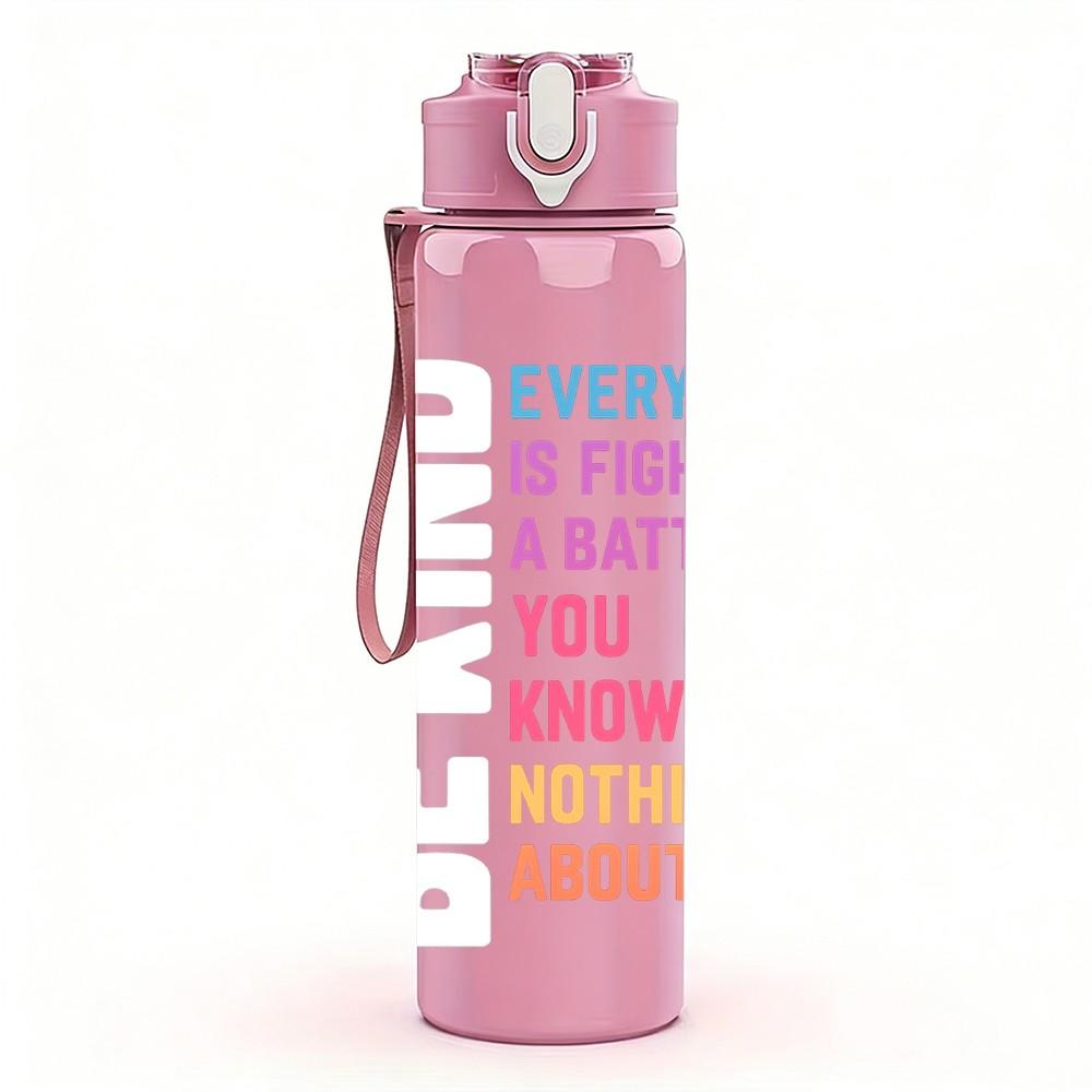 1PC Everyone Is A Little Weird Quote Print 750ml Color Plastic Sports Water Bottle Leakproof Flip Straw Lid Suitable for Sports Office Home Use