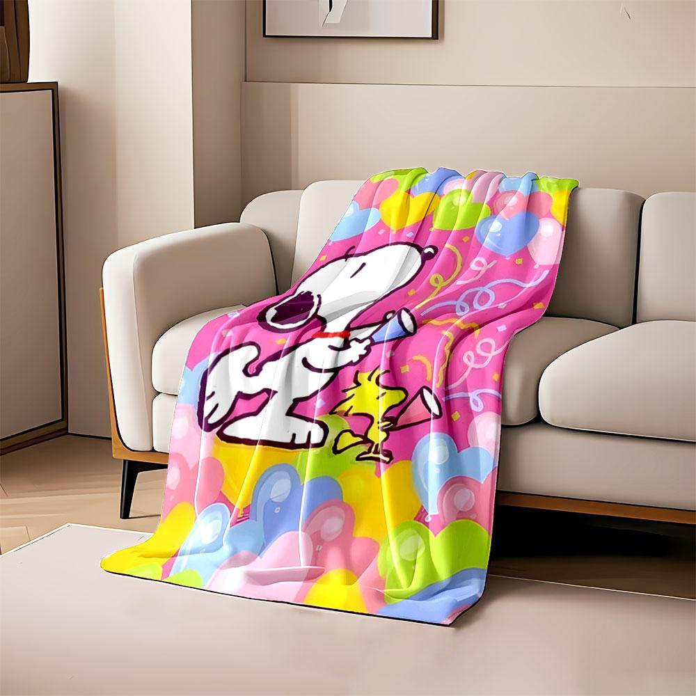 

Colorful heart-shaped balloons amidst Snoopy and Woodstock celebrating. for all seasons blanket lunch break throw gift 80cm x 120cm
