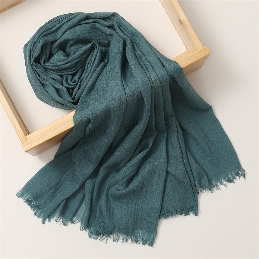 Foreign Trade Silk Scarf Cotton And Linen Headscarf Women'S Spring And Summer Solid Color Japanese And Korean Scarf Sun Protection Warm Shawl Hair