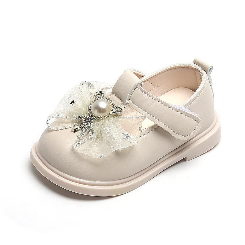 Baby Girls Shoes PU Toddler Princess Dress Shoes For Girls With Bowknot Flat Non-Slip Rubber Soles Spring Summse Infant Shoes