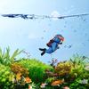 2Pcs Floating PVC Cute Scuba Diver Aquarium Decor Orange Blue Interactive Fish Tank Accessories Colorful Underwater Ornament
