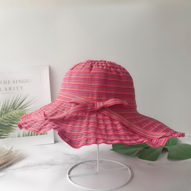 Pălărie de Soare cu Bor Larg cu Protecție UV pentru Femei, Pălărie Bucket Pliabilă de Exterior de Vară cu Dungi, Pălării de Pescar, Pălării Panama