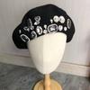 2026 Berets Women Hat Brimless Stretchy Comfortable Rhinestone Y2K Cap Autumn Female Flat Color Cotton