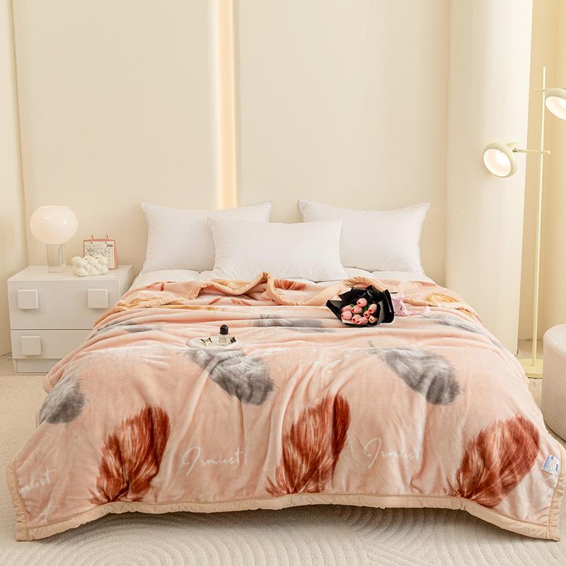 High Quality Warm Floral Printed Blanket Cozy Double-Layer Thick Sofa Blanket for Home Flannel Bed Sheets for Autumn and Winter