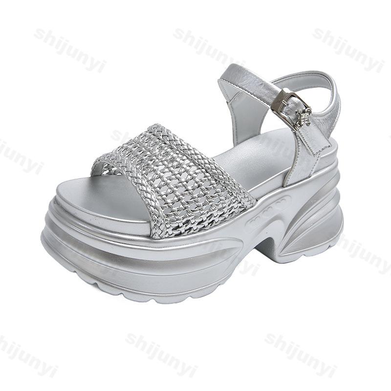 Fashion Elegant Hollow Wedge Heel Casual Thick Soled Sandals for Women 2025 Summer Open Toes Comfortable Versatile Fashion Single Shoes
