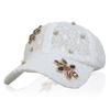 Rhinestone Pearl Flower Lace Baseball Cap, Women Breathable Mesh Adjustable Summer Sun Hat
