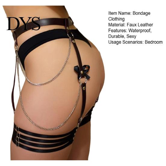 Adult Flirting Toys Bondage Clothing Elastic Easy to Use Hollow Out Bow Tie Sexy Garter Belt Fun Women Strappy Strap for Home
